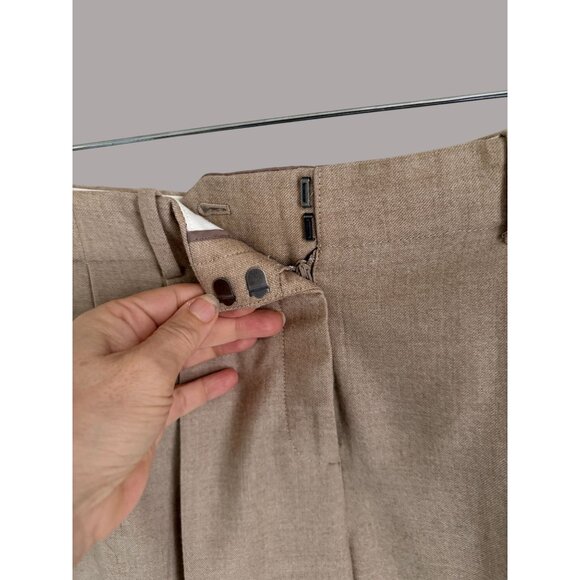Theory Womens Beige Pleated Trousers Size 4 Lightweight Wool Blend - Picture 3 of 6